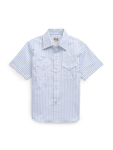 Ely and Walker Kids Boys Western Geo Print White 100% Cotton S/S Shirt