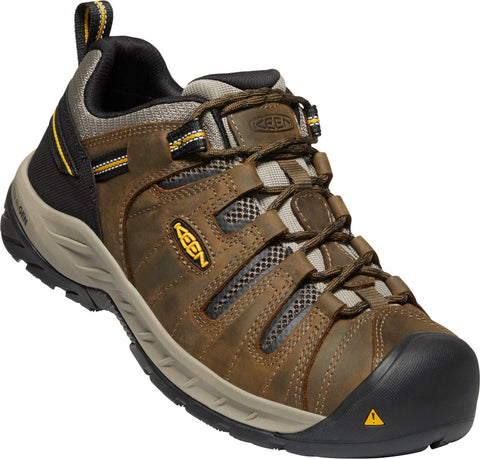 Keen Utility Mens Flint II Soft Toe Cascade Brown/Golden Rod Leather Work Shoes