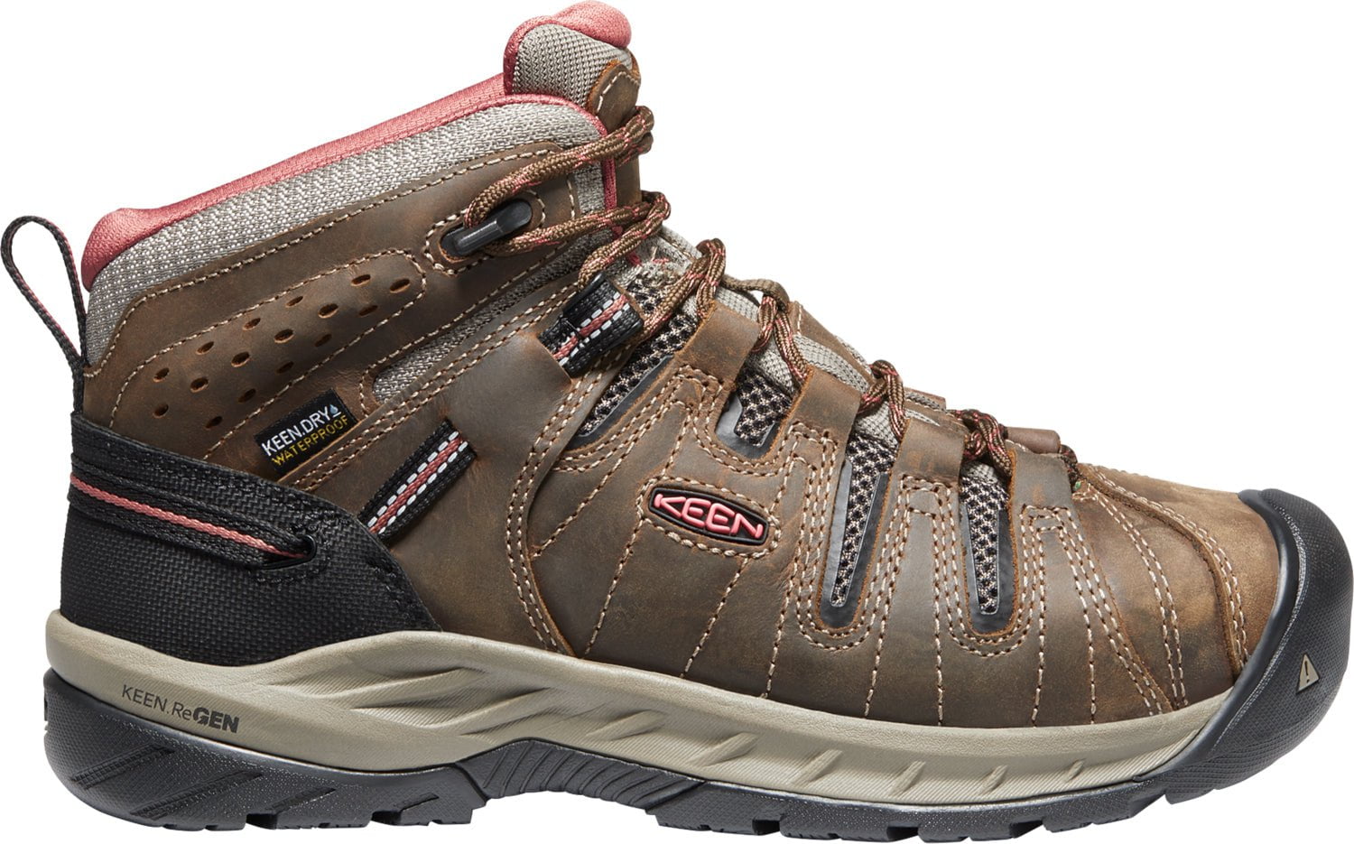 Keen Utility Womens Flint II Mid WP Cascade Brown/Brick Dust Leather W The Western Company