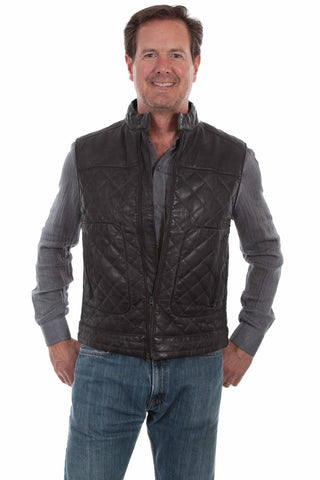 Scully Mens Rugged Quilted Black Leather Leather Vest XXL