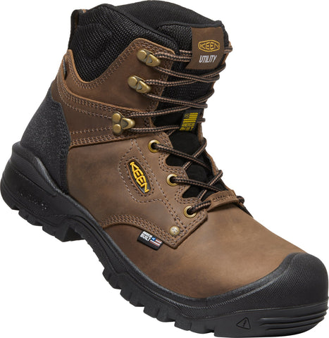 Keen Utility Mens Independence 6in WP Dark Earth/Black Leather Work Boots