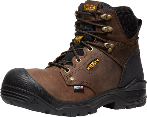 Keen Utility Mens Independence 6in WP Soft Toe Dark Earth/Blk Leather Work Boots