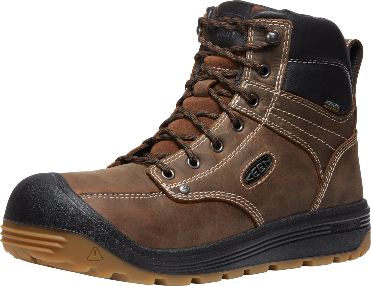 Keen Utility Mens Fort Wayne 6in WP Soft Toe Dark Earth Gum Leather Wo The Western Company