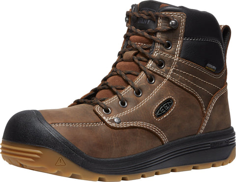 Keen Utility Mens Fort Wayne 6in WP Soft Toe Dark Earth/Gum Leather Work Boots