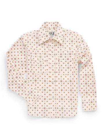 Ely and Walker Kids Boys Western Retro Star Ecru 100% Cotton L/S Shirt