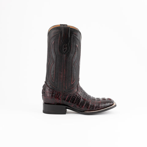 Ferrini Mens Black Cherry Leather Caiman S-Toe Dakota Cowboy Boots