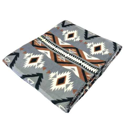 Rockmount Unisex Native Pattern Western Grey/Brown Fleece Throw Blanket