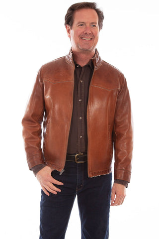 Scully Mens Cognac Leather Luxurious Western Jacket 3X