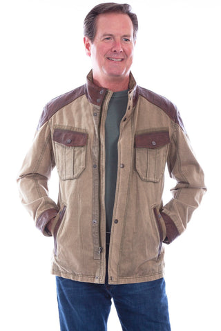 Scully Mens Cozy Canvas Sage Leather Leather Jacket