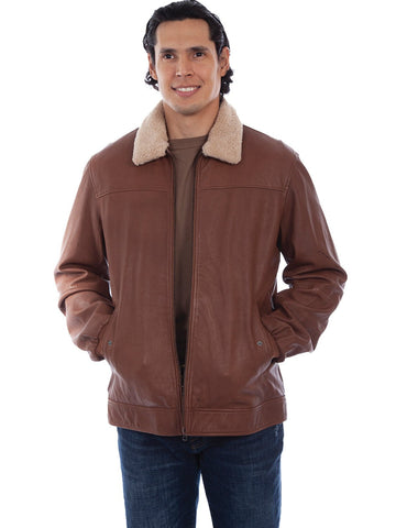 Scully Mens Shearling Bomber Brown Leather Leather Jacket