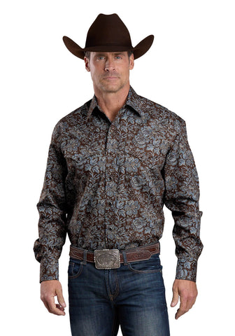 Stetson Mens 2575 Fall Paisley Brown 100% Cotton L/S Shirt