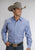 Stetson Mens Blue 100% Cotton Solid Pinpoint Oxford Western Snap Shirt L/S