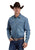 Stetson Mens Turquoise Hex Snaps Stonewashed Denim 100% Cotton L/S Shirt
