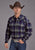 Stetson Mens Brushed Twill Plaid Blue 100% Cotton L/S Shirt