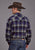 Stetson Mens Brushed Twill Plaid Blue 100% Cotton L/S Shirt