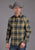 Stetson Mens Twill Ombre Plaid Khaki/Black 100% Cotton L/S Shirt