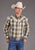 Stetson Mens Sandy Ombre Plaid Brown 100% Cotton L/S Shirt