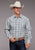 Stetson Mens Shadow Dobby Plaid Blue 100% Cotton L/S Shirt