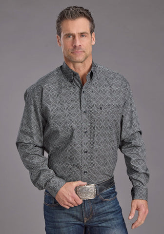 Stetson Mens 2237 Iron Filigree Grey 100% Cotton 1 Pkt L/S Shirt