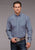 Stetson Mens Diamond Neat Blue 100% Cotton 1 Pkt L/S Shirt