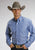 Stetson Mens Blue 100% Cotton L/S Light Oxford Pinpoint BD Western Shirt