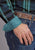 Stetson Mens 2147 Lake Dobby Blue/Green 100% Cotton Btn L/S Shirt