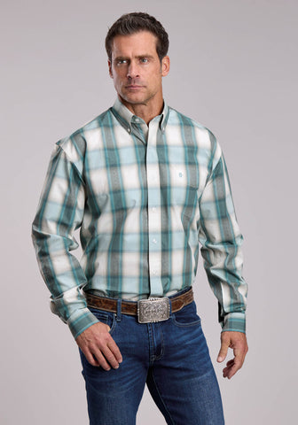 Stetson Mens Bluebird Dobby Blue 100% Cotton 1 Pkt L/S Shirt