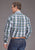 Stetson Mens Moss Dobby Plaid Blue 100% Cotton 1 Pkt L/S Shirt