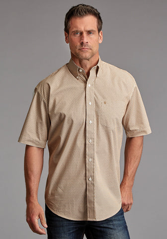 Stetson Mens Diamond Eye Geo Orange 100% Cotton 1 Pkt S/S Shirt