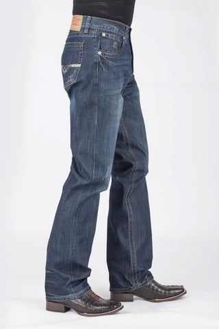 Stetson Mens 1312 Modern Fit Deco Blue 100% Cotton Jeans