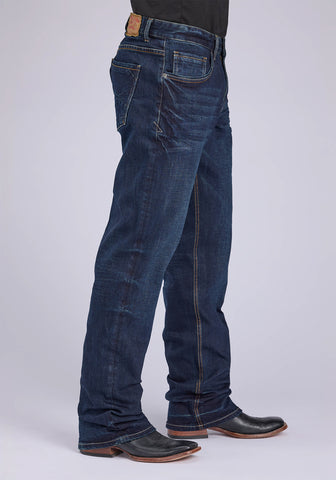 Stetson Mens 1313 Modern Stretch Dark Wash Cotton Blend Pieced Jeans