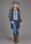 Stetson Womens Aztec Self Tie Grey/Indigo Wool Blend Cardigan Sweater