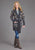 Stetson Womens Aztec Self Tie Grey/Indigo Wool Blend Cardigan Sweater