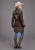 Stetson Womens Retro Belted Steer Head Brown Wool Blend Cardigan Sweater