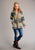 Stetson Womens Serape Hip Length Brown Acrylic Blend Cardigan Sweater