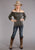 Stetson Womens Elastic Top Grey Rayon/Spandex L/S Tunic