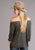 Stetson Womens Elastic Top Grey Rayon/Spandex L/S Tunic