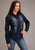 Stetson Womens Boyfriend Fit Blue 76% Cotton/23% Polyester/1% Spandex L/S Blouse