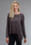 Stetson Womens 758 Plaid Peasant Grey/Brown Cotton Blend L/S Tunic