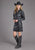 Stetson Womens Oversized Box Pleat Black Faux Leather L/S Shirt