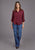 Stetson Womens Open V-Neck Wine 100% Polyester S/S Blouse