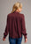 Stetson Womens V-Neck Satin Wine Poly/Rayon L/S Blouse