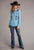 Stetson Womens Floral Crepe Blue 100% Rayon L/S Shirt