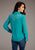 Stetson Womens Turquoise Western Embroidered Blue Rayon Blend L/S Blouse