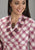 Stetson Womens Lavish Plaid Pink 100% Cotton 3/4 Sleeve S/S Tunic