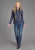 Stetson Womens Floral Embroidery Dark Denim Tencel/Rayon L/S Shirt