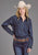 Stetson Womens Collared Oversized Dark Blue Tencel/Rayon L/S Shirt