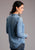 Stetson Womens Blue Denim Stand Collar L/S Ruffle Blouse L