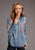Stetson Womens Floral Front Blue Lyocell L/S Shirt