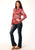 Stetson Womens Bandana Patchwork Red 100% Rayon L/S Shirt L